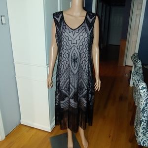 1920s Gatsby Cocktail Sequin Art Deco Beaded Flapper Dress XXL Halloween